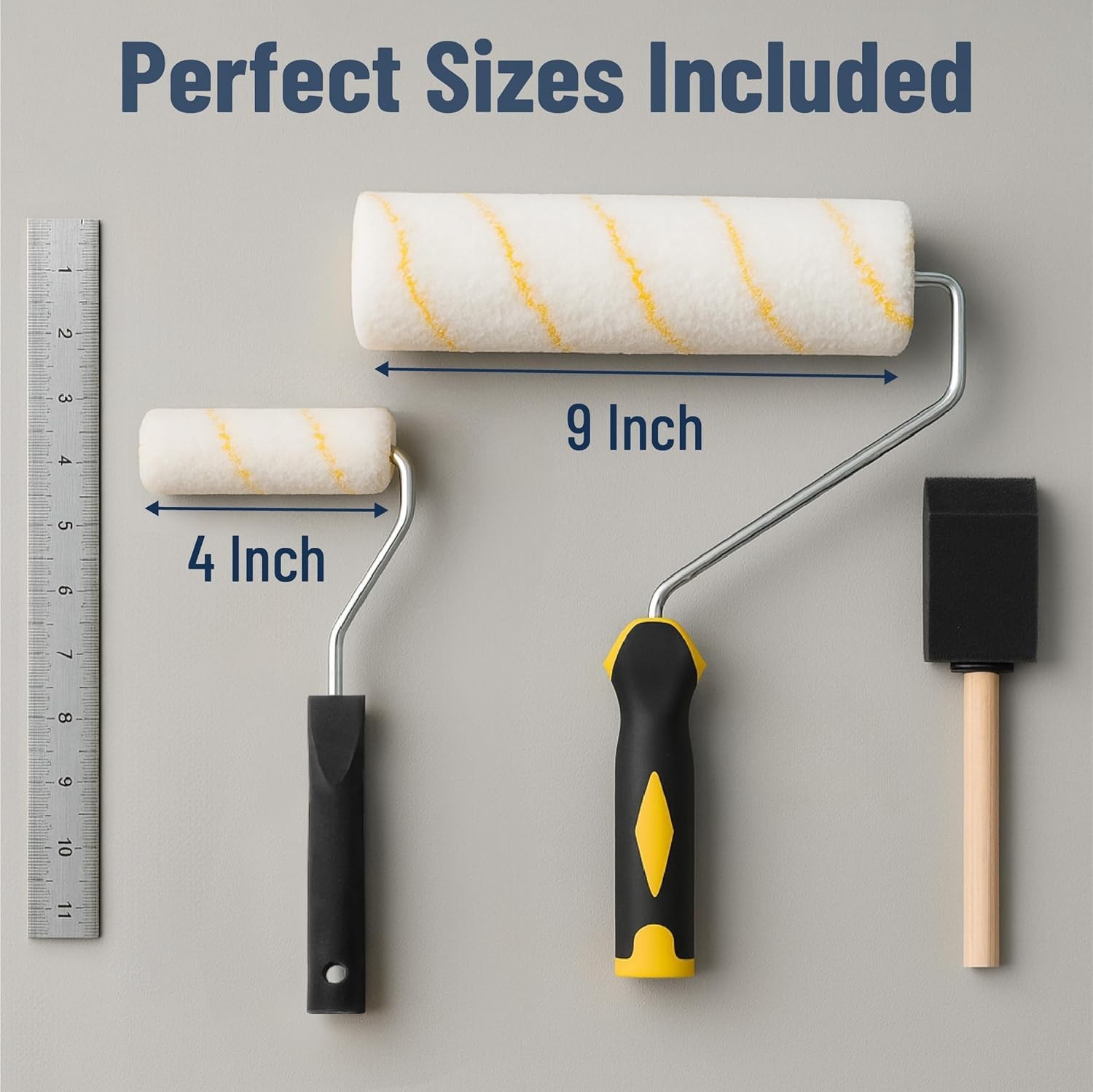 Bates 11 Piece Paint Roller and Brush Home Painting Supplies Set