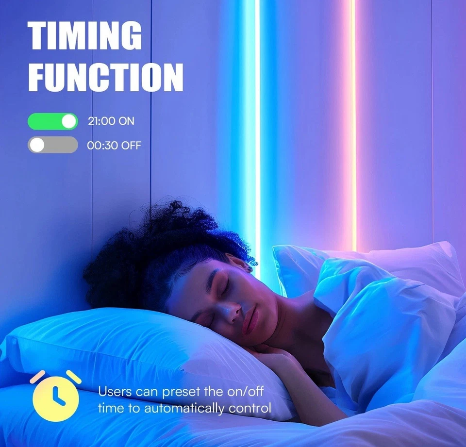 Luzes de tira de LED, luz inteligente com controle remoto aplicativo, luzes LED RGB para sala - Imagem 4 de 4