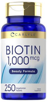 Biotin 1000 mcg | 250 Vegetarian Tablets | Beauty Formula | Non-GMO | by Carlyle