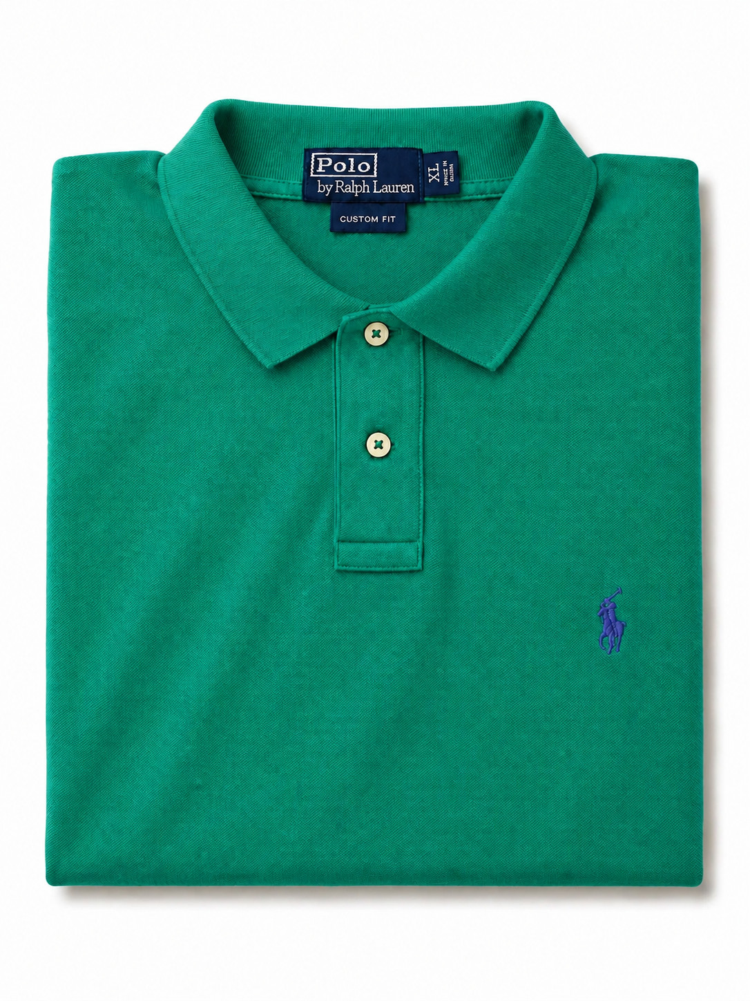 Polo Ralph Lauren Uomo Verde Tinta Unica 100% Cotone Size: XL
