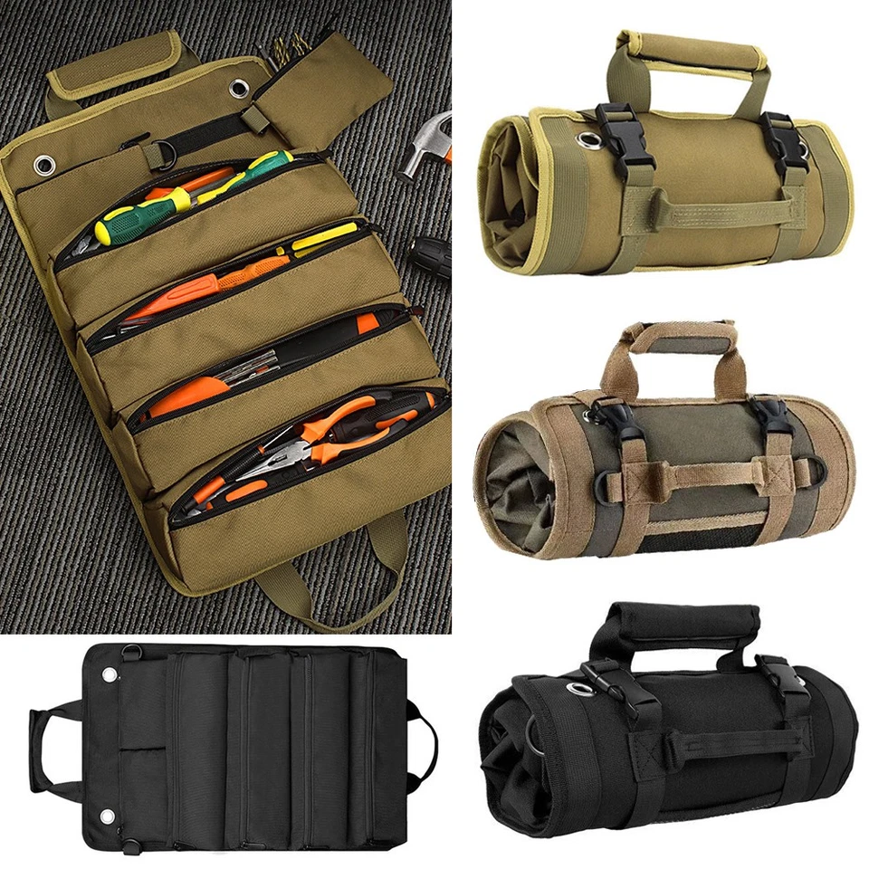 Tool Roll Organizer Tool Roll Up Oxford Bag Tool Large Wrench Super Big Pouch - Image 3 of 4