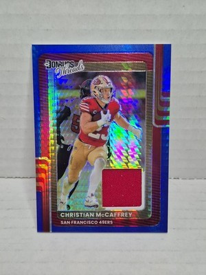 2025 NFL Donruss Optic Christian McCaffrey Blue Hyper Threads Patch #DTH-CMY