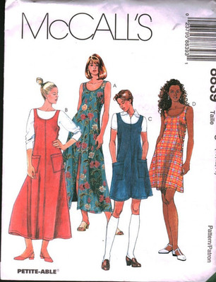 8839 McCalls SEWING Pattern Misses 1990s Easy Fitting Jumper Dress Summer Sew