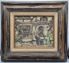 Vintage Anton Pieck Toy Shop 3D Old Fashioned 1800's Toy Shop Scene Wood Framed