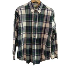 Vintage 90s LL Bean Button Up Shirt Men's XL Multicolor Plaid Pocket Outdoors