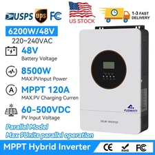 6200W 48V Hybrid Solar Inverter Off-Grid MPPT 120A 230V Parallel for 9 Unit Max
