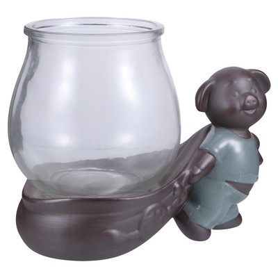 1pc chinesischer Stil Pflanzer eleganter Glas Pflanzentopf Hydroponik Blumenpot