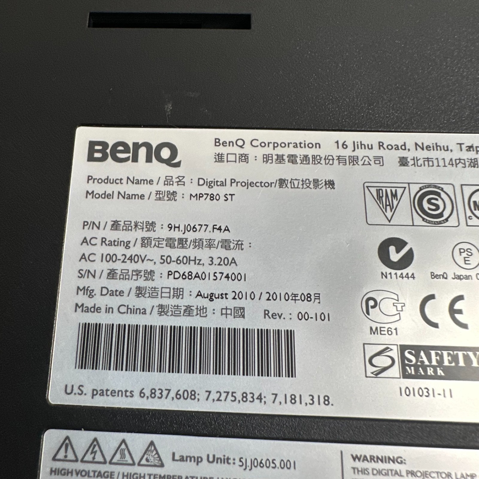 BenQ MP780 ST Black Point Draw 3D Portable DLP Digital Projector with Case