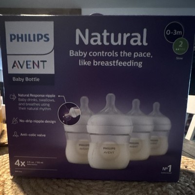 Philips AVENT Natural Baby Bottle Set 4-Pack 4oz/125ml 0-3m Slow Flow