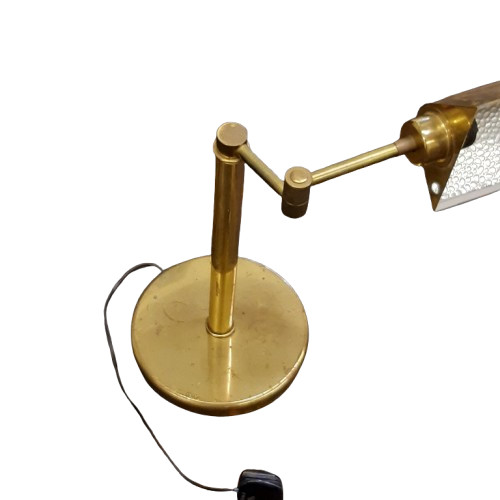 Vintage Mid Century Brass Swing Arm Desk Lamp Pharmacy Task Light Adjustable image 2