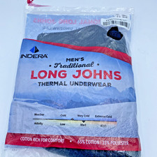 Thermal Long Johns Bottom Men's Cotton-Rich Black Size Small Indera
