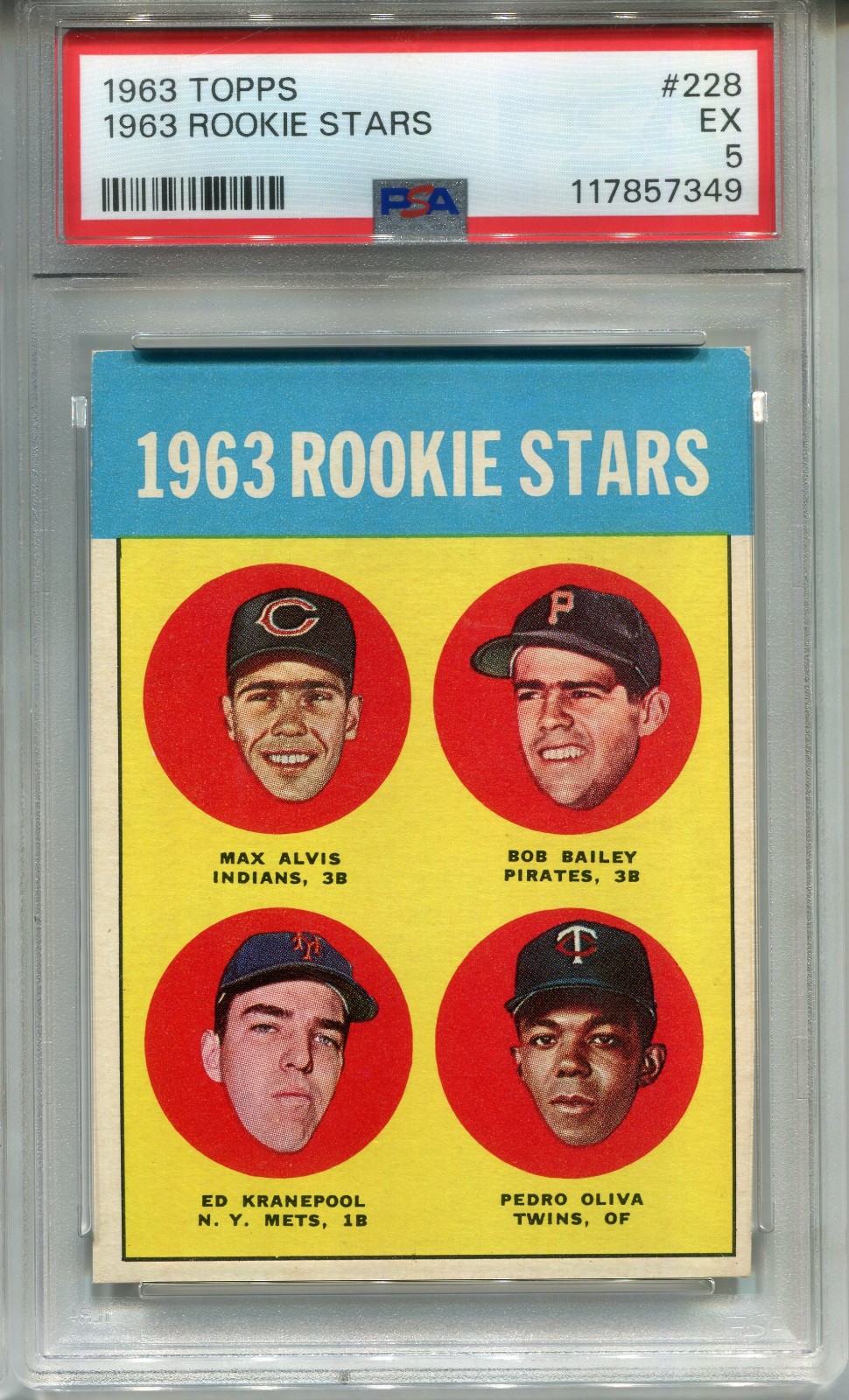 1963 Topps #228 Tony Oliva Rookie PSA 5 EX Rookie Stars