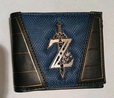 The Legend Of Zelda Official Bi-Fold Wallet -Blue Black Gold With Metal 3D Logo