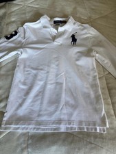 Boys Polo Ralph Lauren White Polo Shirt Size Youth Large 14-16 Big Pony