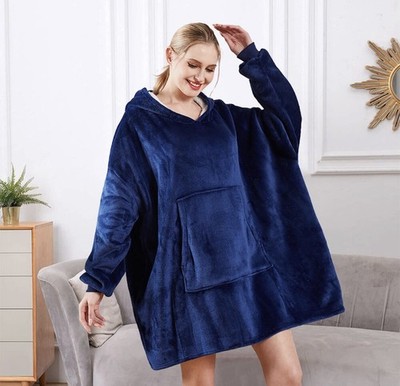 Hoodie Decke Oversized Big Hooded Ultra Plüsch Sherpa Riesen Sweatshirt Decke