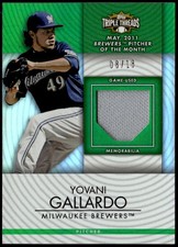 2012 Topps Triple Threads #TTUR-214 Yovani Gallardo Unity Relics Emerald #/18 E1