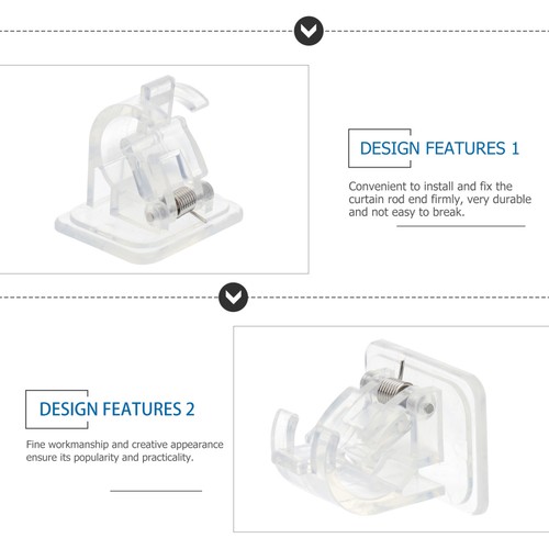 4 Pcs Wall Brackets Curtain Rod Holder Transparent Cabinet Single Holders - Bild 7 von 12