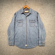 Levi s Strauss Blue Jean Denim Button Down Pearl Snap Denim Shirt Large