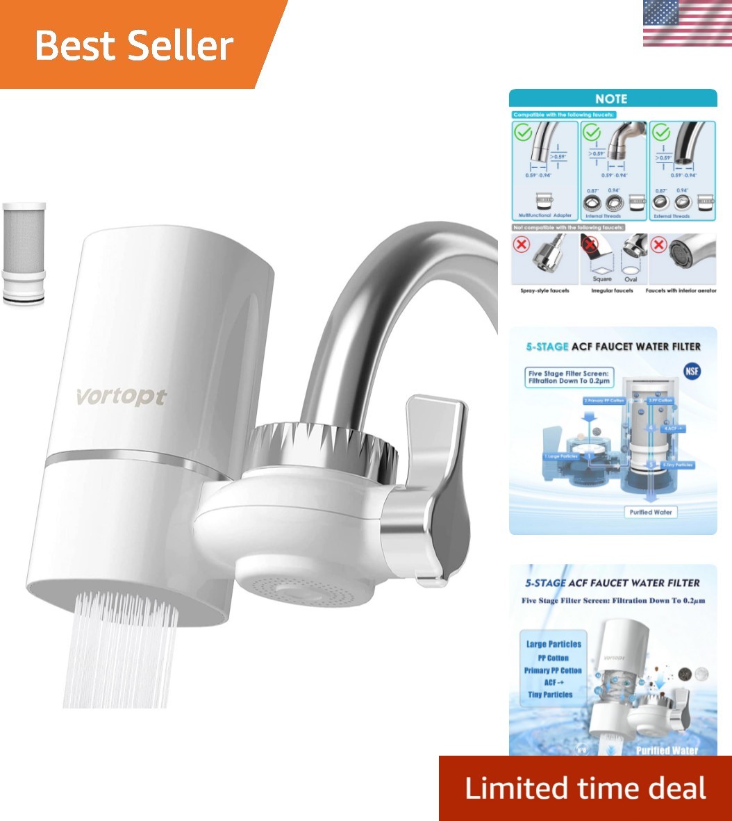 Faucet Water Filter for Sink, Rapid Flow - 400 Gallons Fauce