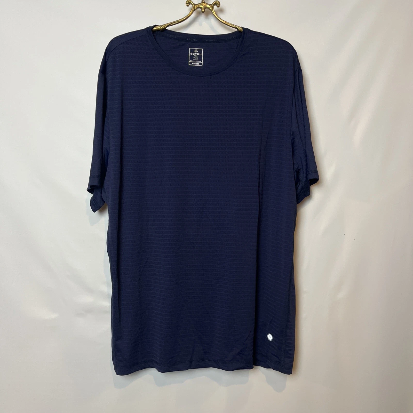 Soybu Performance T-Shirt Mens XXL Navy Blue Micro-Stripe Athletic Silky Soft