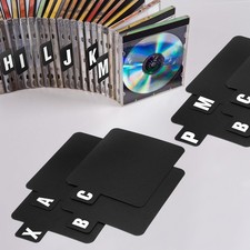 26 Pcs Vinyl Record Dividers A-Z DVD CD File Alphabet Organizer Black, White
