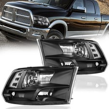 Fit 2009-2018 Dodge Ram 1500 2500 3500 Black Housing Pair Headlightslamps Lhrh