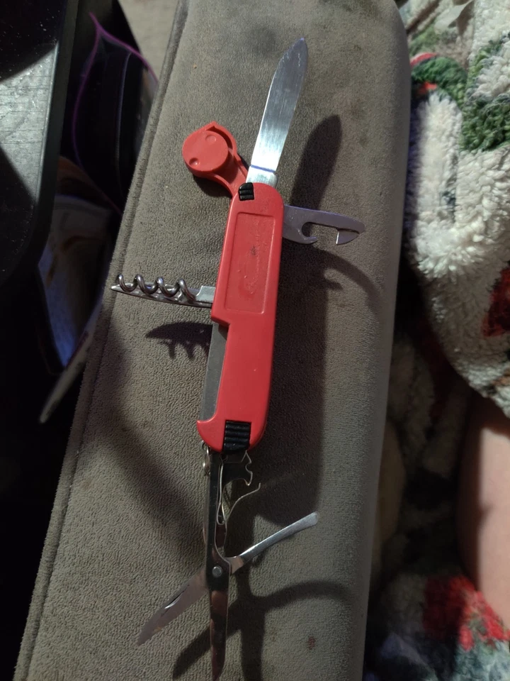 Red Multi-Tool Swiss Army Knife with Scissors and Compass - Image 4 of 4