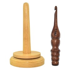   Wood Yarn Holder  Crochet Hook with Wooden Yarn Holder, Wooden Rolling Hol...