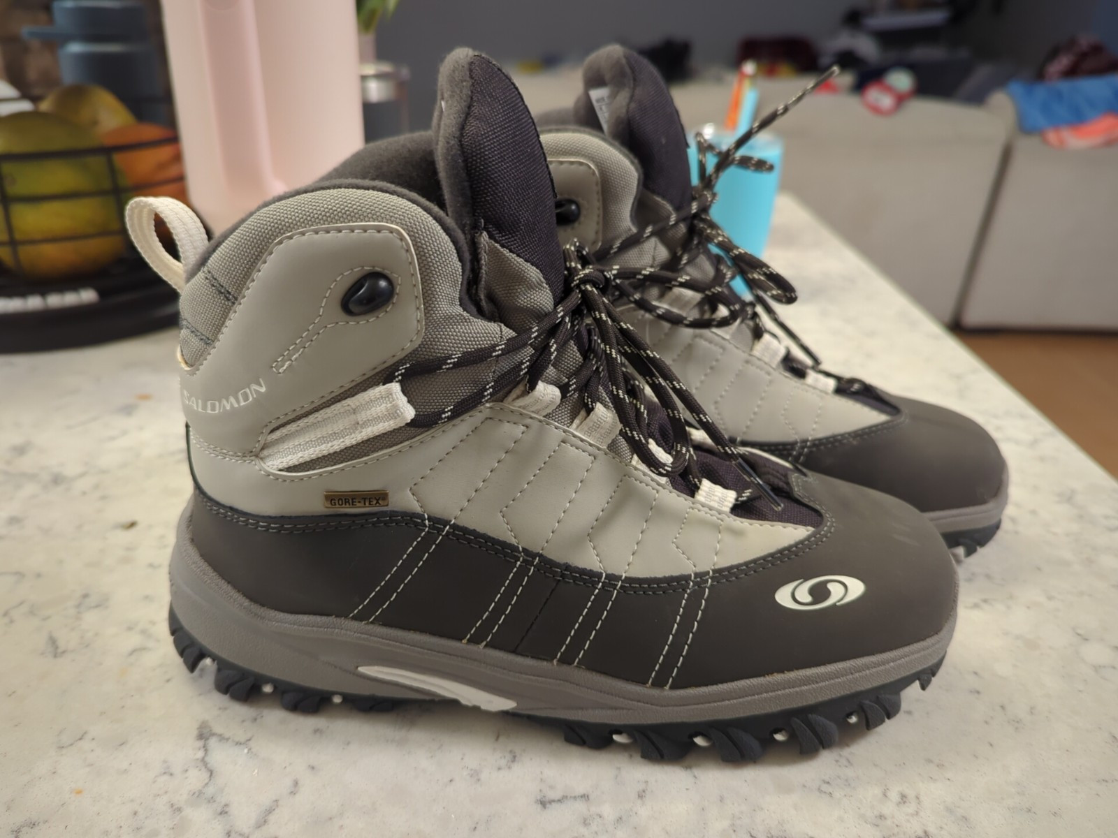 #1804 Salomon 857905 Gore Tex nero grigio stivali da donna escursionismo trail taglia 8