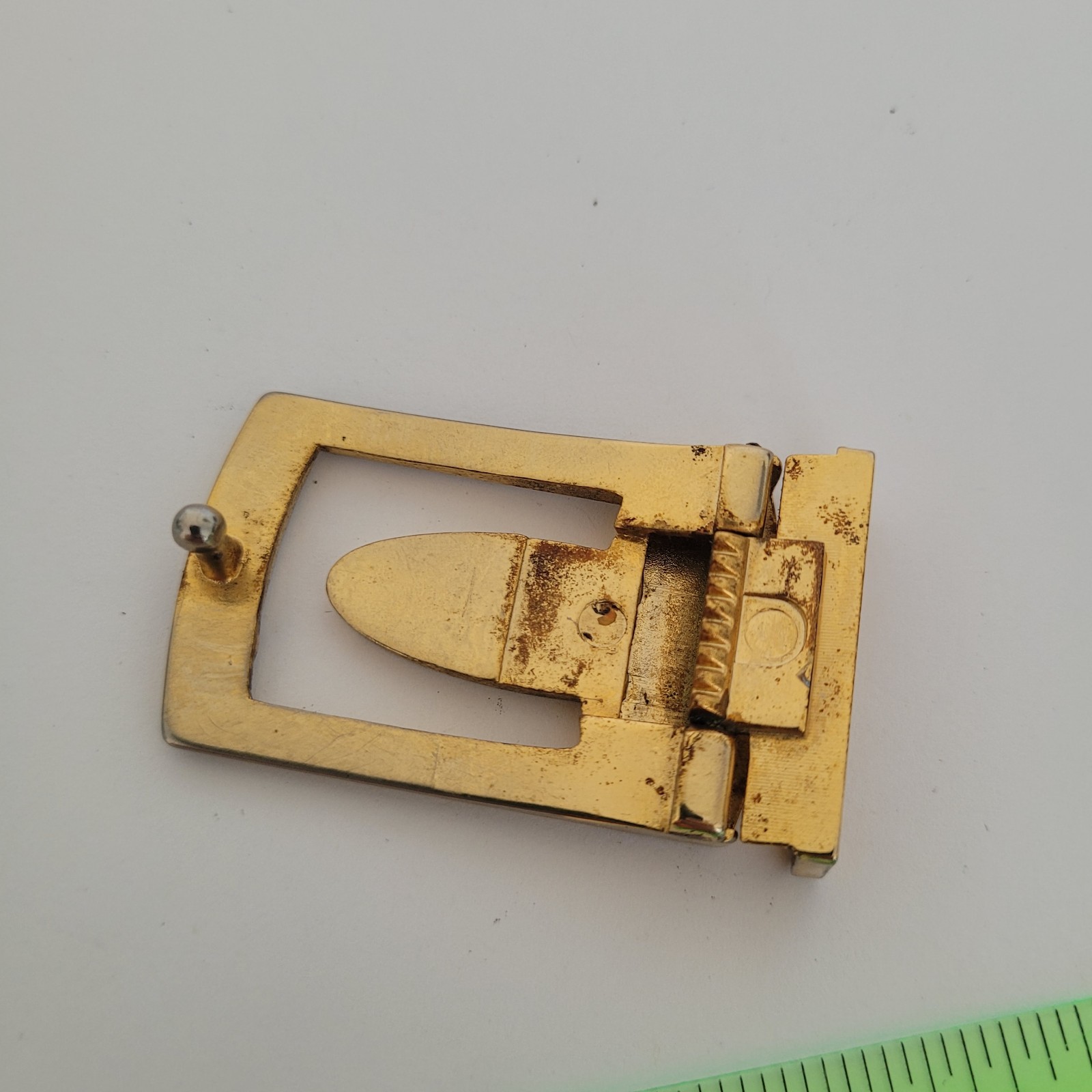 Fibbia per cintura vintage Yves Saint Laurent YSL tono oro argento logo slim