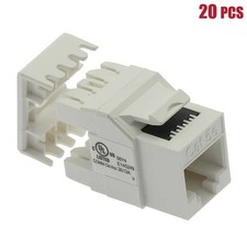 20 Pcs Cat5e RJ45 Network Ethernet Keystone Jack 180 Degree 110 Punch Down White