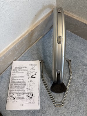 Brompton Rear Mudguard w/SS Struts, mudflap and Roller -L version-striped Silver