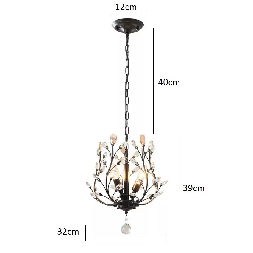 3-Lights Kitchen Pendant Light Home Retro Chandelier Lighting Black Ceiling Lamp - Image 2 of 4