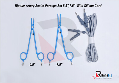 Hemostatic Reusable Bipolar Artery Sealer Clamps-Blue:6.5''+7.5'' &3m Cord-Options