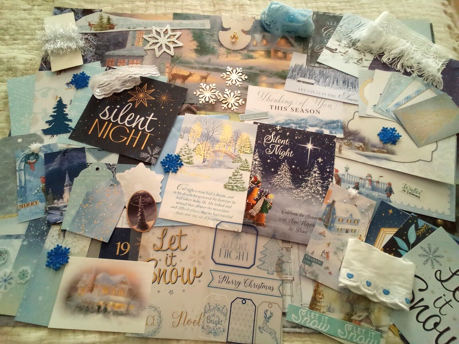 Journal/Scrapbook Supplies, 81 pc. Christmas, Thomas Kincaid, blue-image
