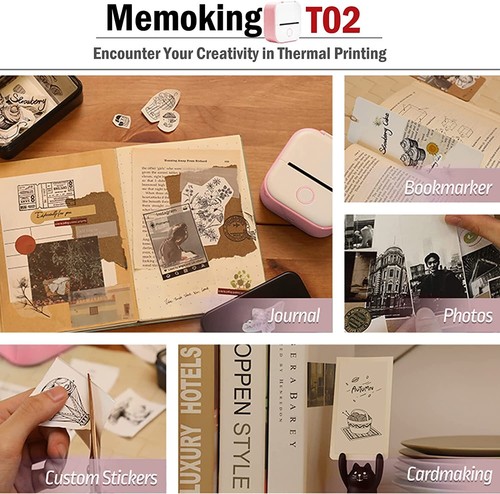 Phomemo T02 Mini Pocket Bluetooth Thermal Printer Inkless Wireless Photo Sticker - Picture 2 of 21