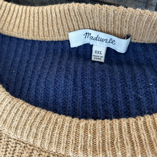 Madewell Damen Rundhals Pullover braun dunkelblau XXL Baumwolle kastig Oversized - Bild 7 von 8