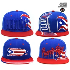 Puerto Rico New Leader Hurricane Puerto Rico Flag  PR Royal Red Snapback Hat Cap