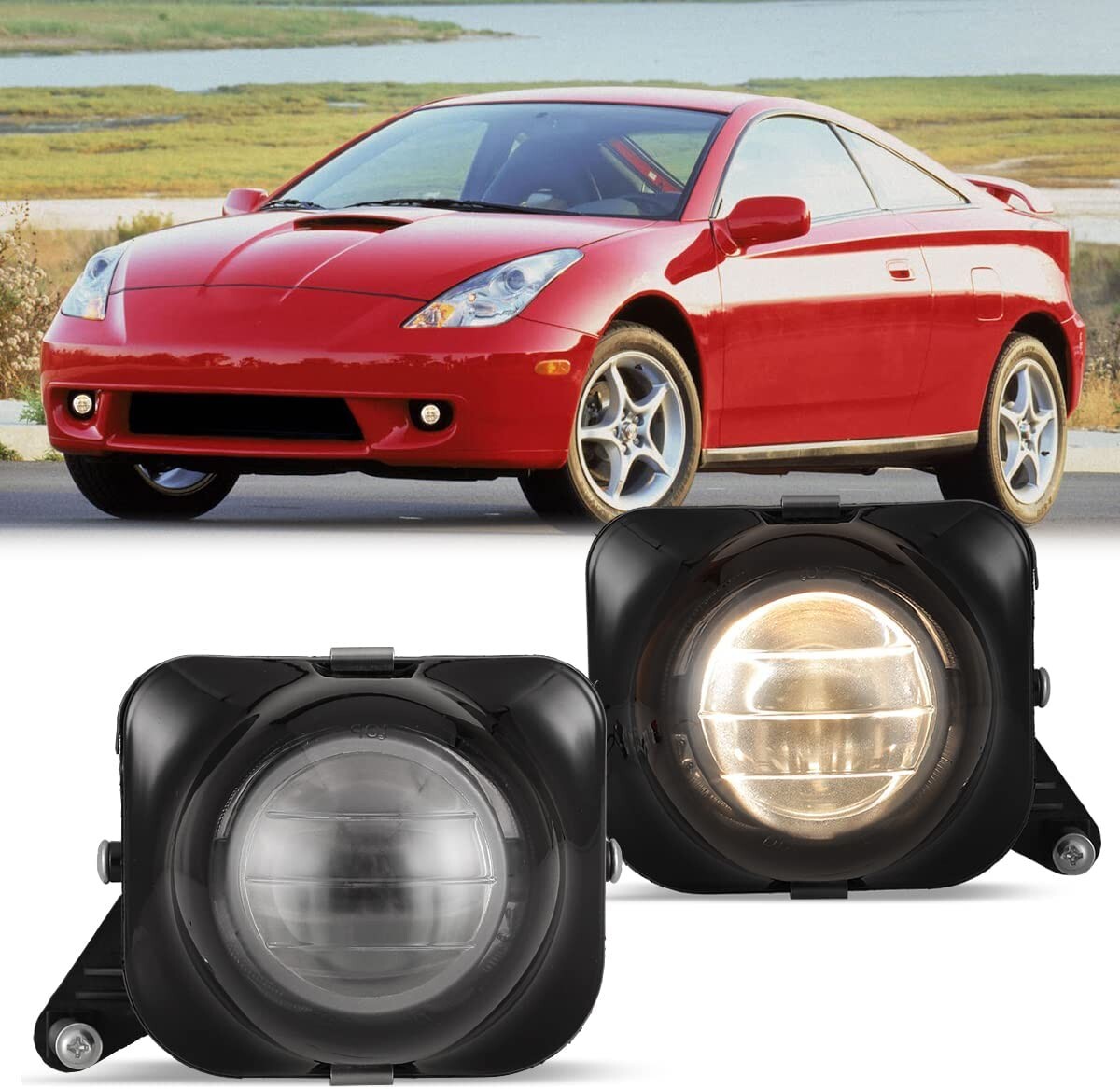 Pair Fit 00-05 Toyota Celica 2000-2005 Fog Lights Front Bumper