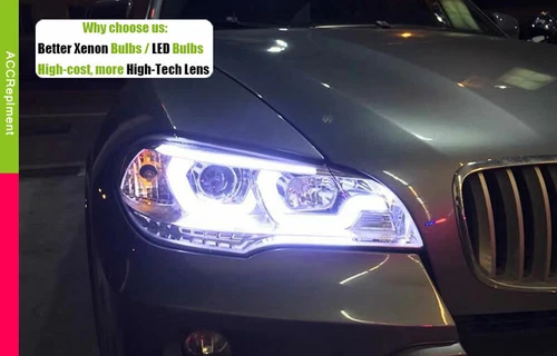 Headlight Assembly For BMW X5 E70 2007-2013 HID Projector LED DRL Replace OEM - Picture 3 of 14