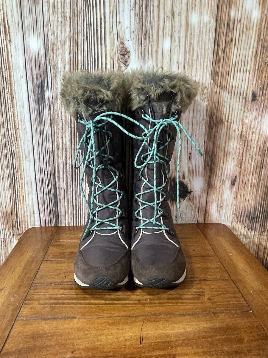 LL Bean 284883 Carrabassett Fur Lace-Up Knee High Snow Boots
