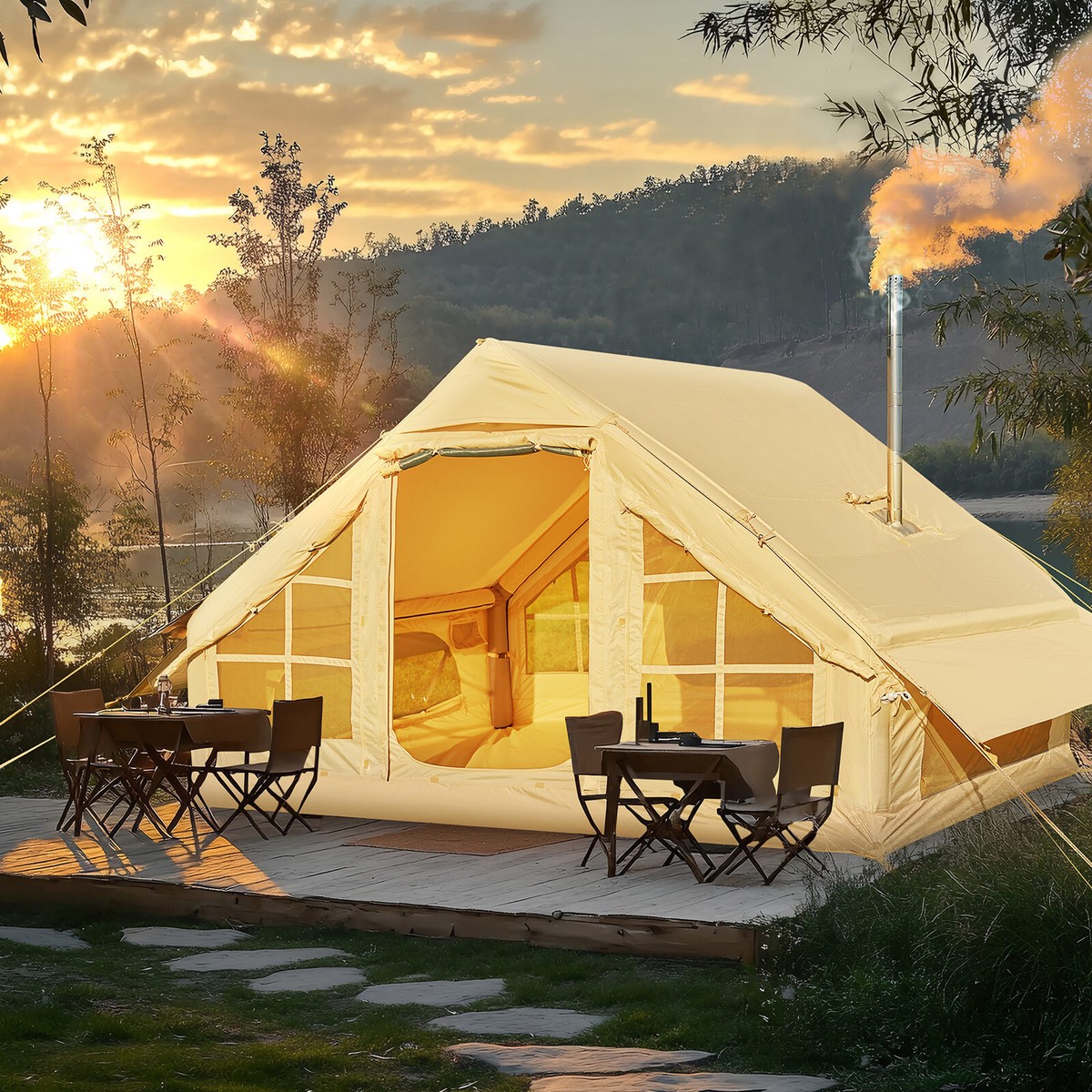 NAIZEA Person Inflatable Tents for Camping Blow Up Tent Hand