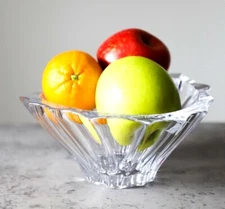 Bowl Vase 8" for Desert Sweets Fruits Crystal Glass Clear Bohemian Czech Crystal