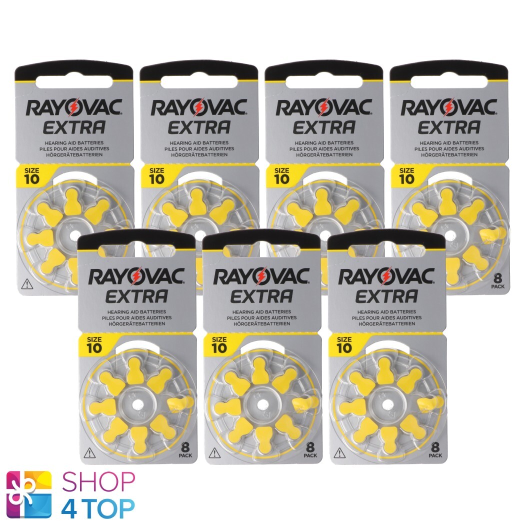 56 RAYOVAC EXTRA SIZE 10 HEARING AID BATTERIES PR70 8BL 1.45V ZINC AIR