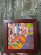 Vintage Painting Miniature Abstract Landscape after Hans Hoffman Great Art Decor