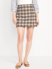 Old Navy Plaid Mini Skirt S Petite Preppy Neutral Light Academia Fall Winter