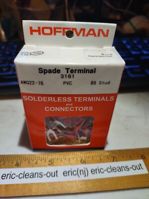Hoffman 3161 Spade Terminals Solderless #8 stud 22-16 AWG Wire Quan 100