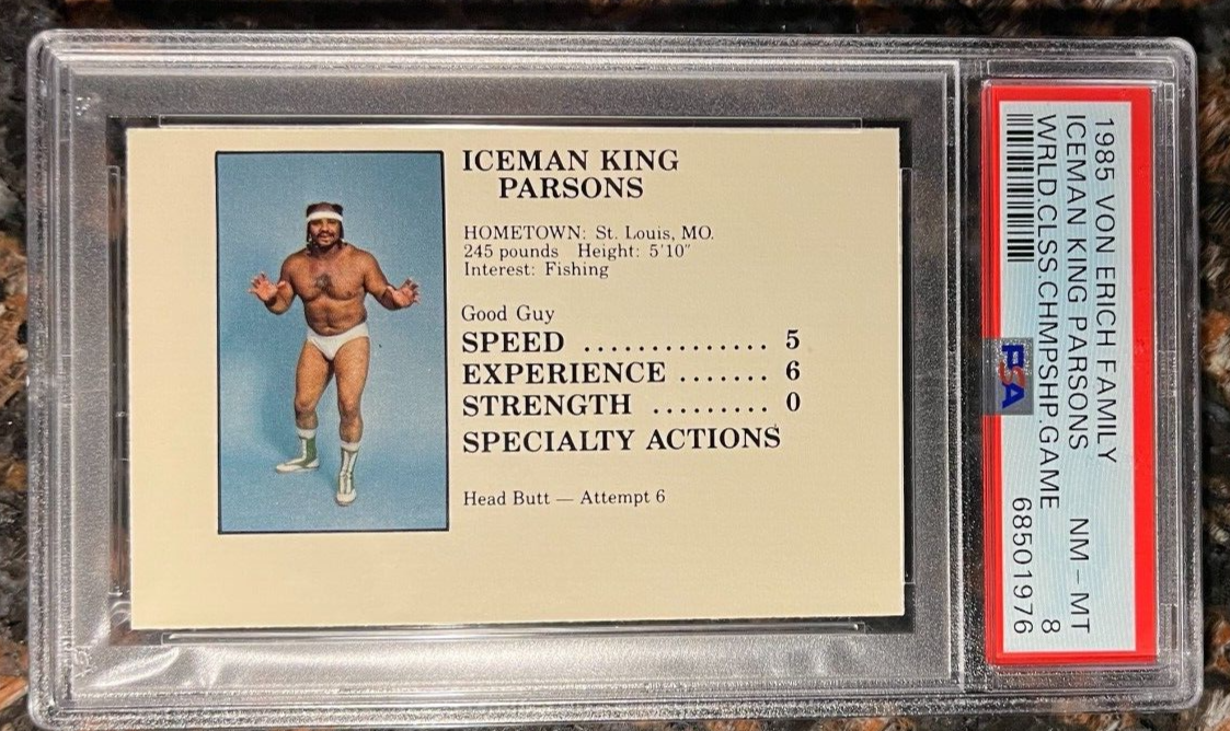 1985 Hemphill Von Erich Family Game Iceman King Parsons PSA 8 NM