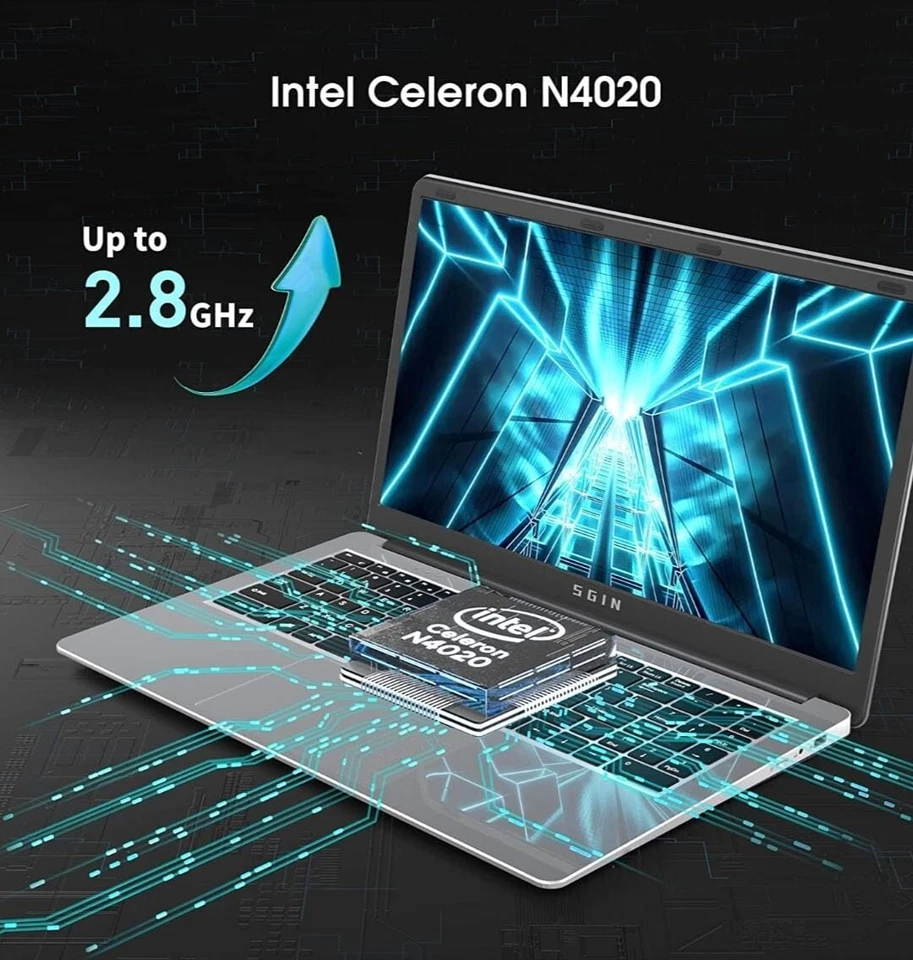 Computer Portatile Windows 11, HD da Notebook, 4GB DDR4, 128GB ROM,USB 3.0 - Immagine 3 di 4