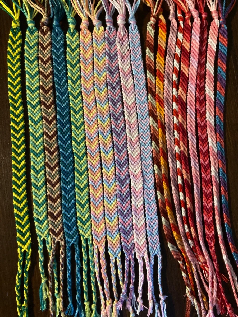 Handmade in Oregon Friendship Bracelet Chevron Heart Candy stripe